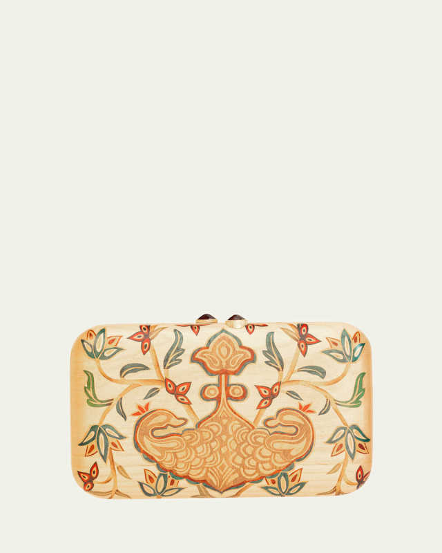 18K Yellow Gold Marquetry Clutch with Garnet